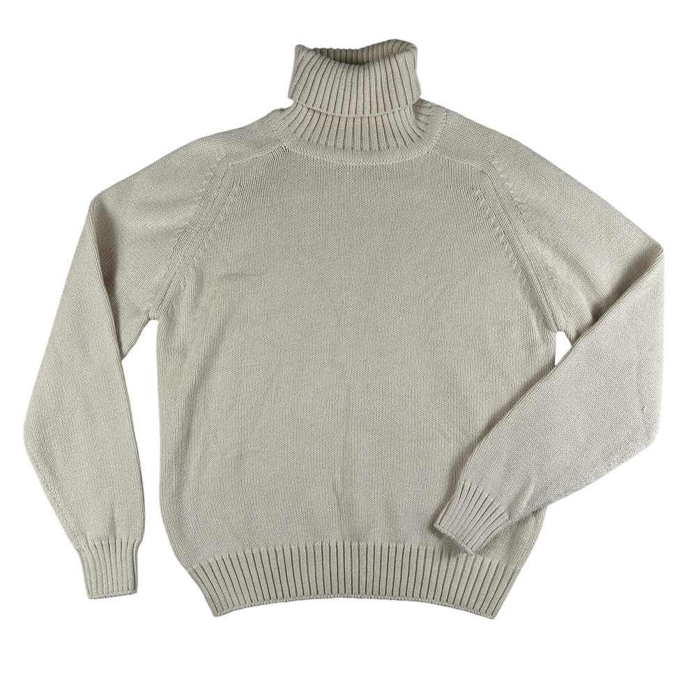 Vintage‎ Cape Isle Knitters Sweater Womens Medium White Turtleneck Made USA 90s